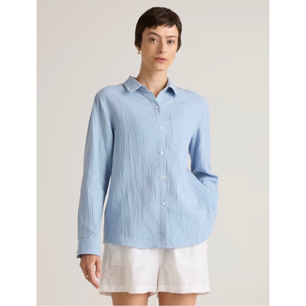 Quince Button-Down Cotton Gauze Shirt